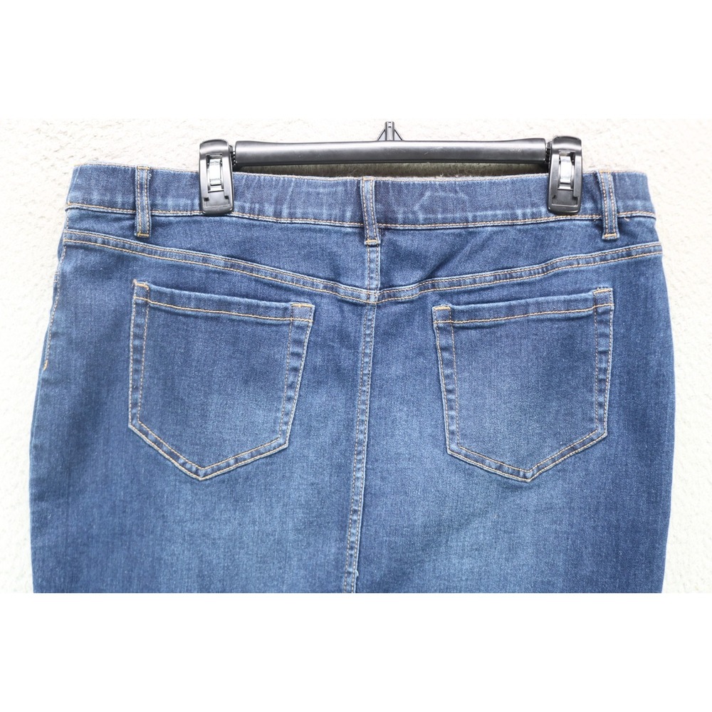 J.Jill Denim Blue Jean Pencil Skirt-Size Large-Pockets-Dark Wash-Country - Picture 9 of 9